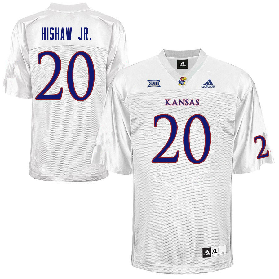 Men #20 Daniel Hishaw Jr. Kansas Jayhawks College Football Jerseys Sale-White - Click Image to Close